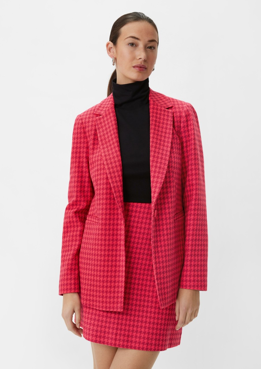 Comma Dobby-Blazer Mit Hahnentritt-Muster Blazer