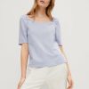 Comma Off-Shoulder Top Mit Rippstruktur Shirts