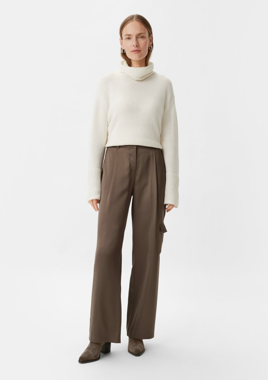 Comma Relaxed: Satinhose Mit Wide Leg Hosen