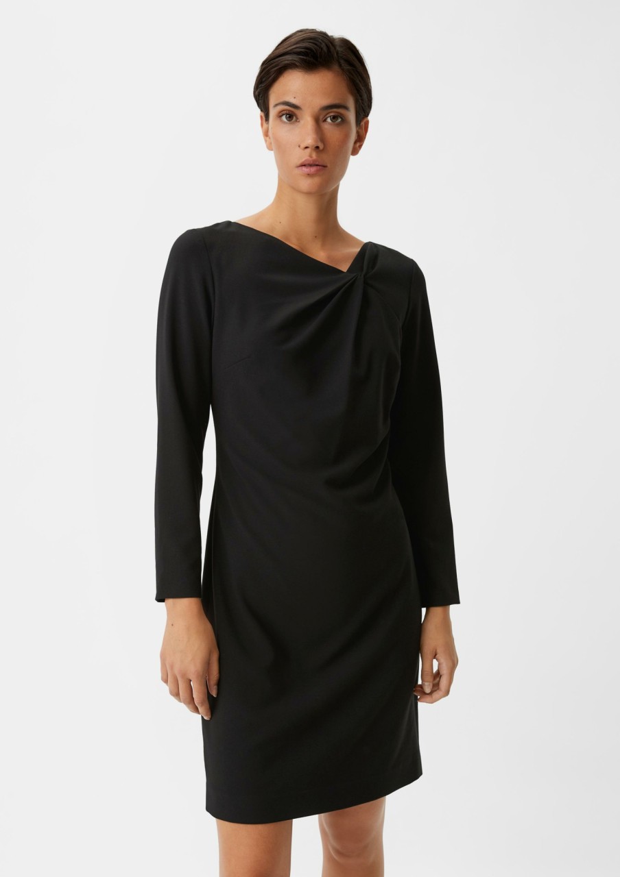 Comma Crepe-Kleid Mit Knotendetail Kleider