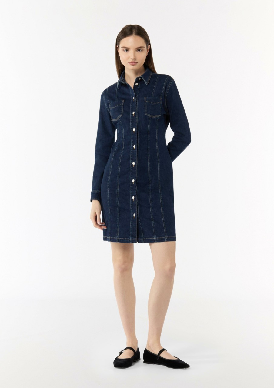 Comma Denim-Kleid Mit Ziernahten Kleider