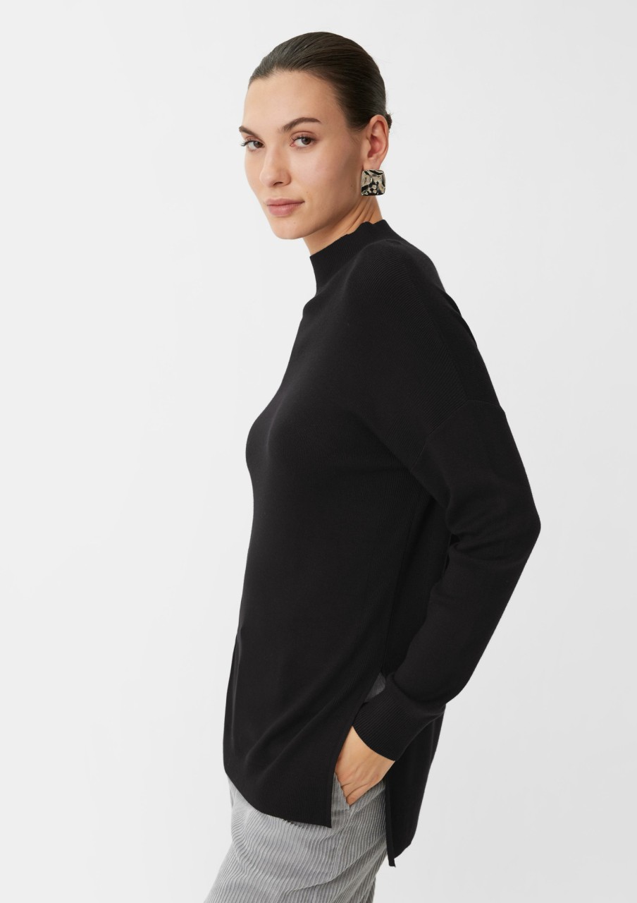 Comma Langer Strickpullover Mit Turtleneck Strick