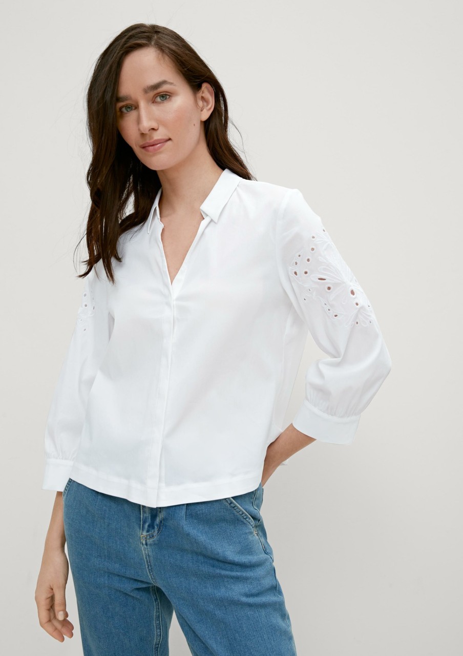 Comma Bluse Mit Broderie Anglaise Blusen