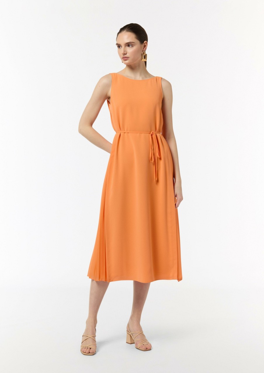 Comma Armelloses Midikleid Aus Crepe Kleider