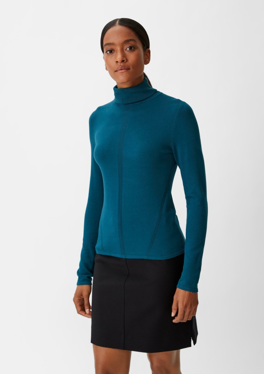 Comma Rollkragenpullover Aus Viskosemix Strick