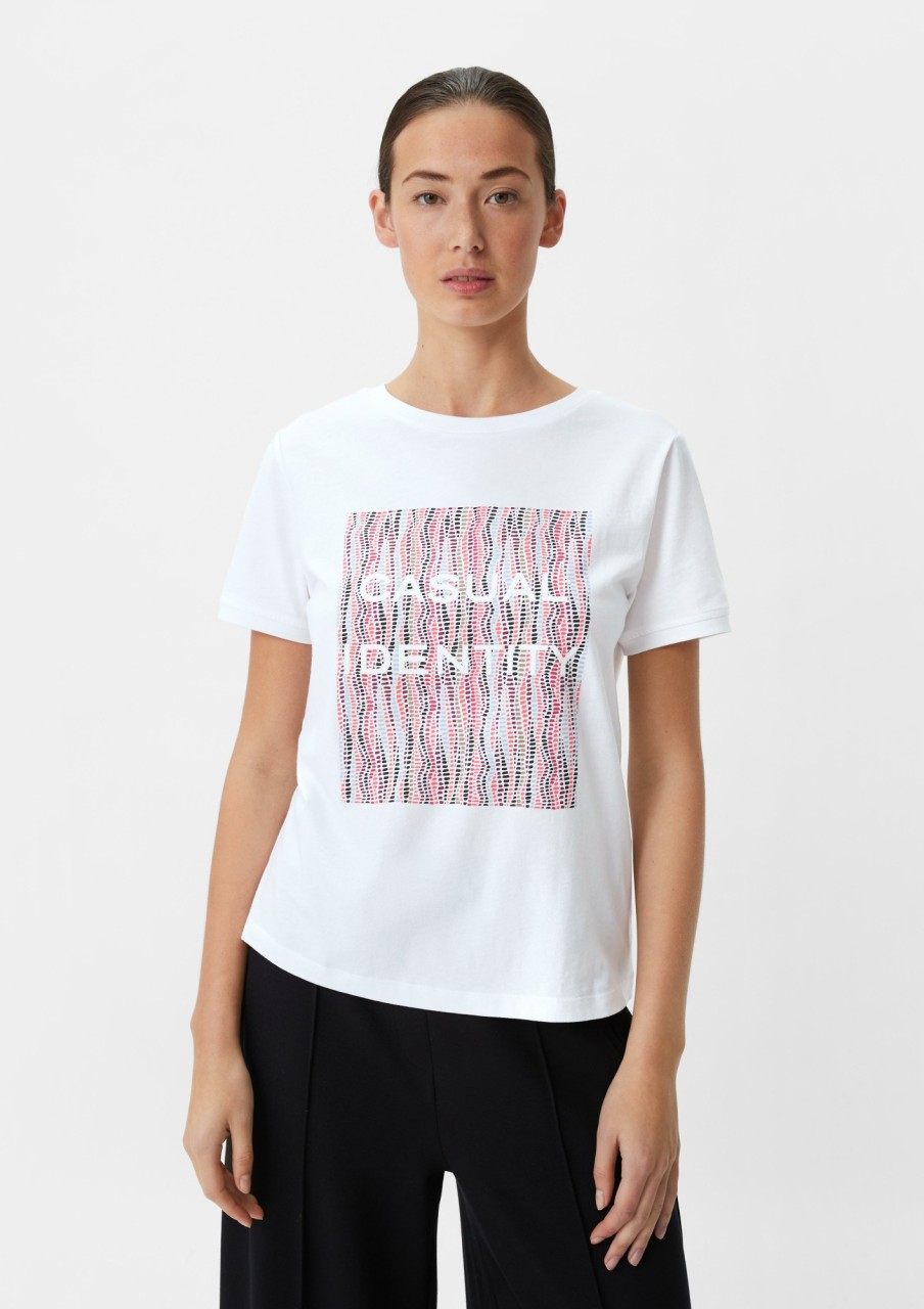 Comma Baumwollshirt Mit Gummiertem Frontprint Shirts