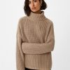 Comma Rippstrickpullover Mit Label-Patch Strick