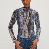 Comma Mesh-Shirt Mit Alloverprint Shirts