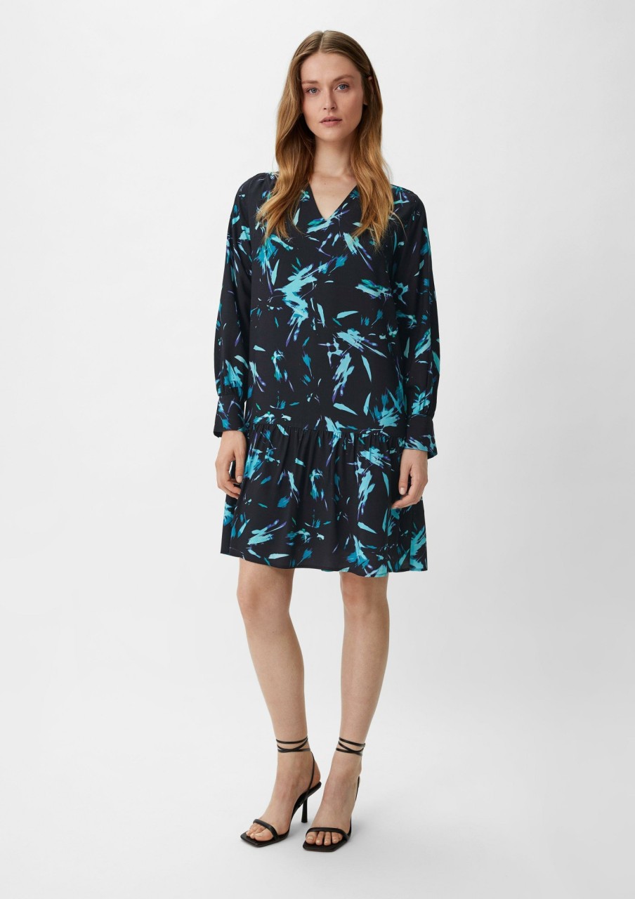 Comma Kleid Mit Allover-Print Kleider