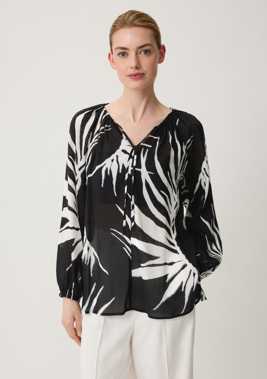 Comma Viskosebluse Mit All-Over-Print Blusen