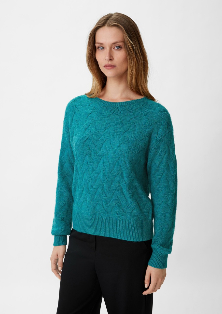 Comma Strickpullover Mit Zopfmuster Strick